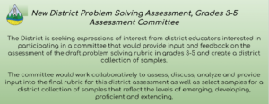 New District Problem Solving Assessment Gr 3-5 Committee